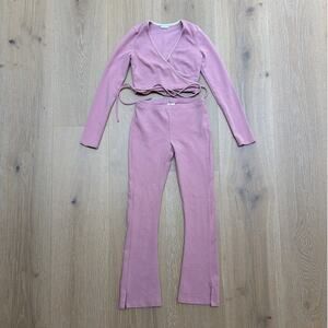 Cosette di Ames Ballet Wrap Top & Flare Pants Set Isabella Size XS Dusty Pink